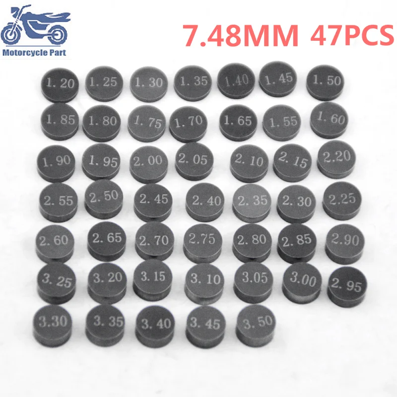 

47pcs Motorcycle 7.48mm Valve Shim Kit For Kawasaki KL250 EX250F Ninja 250R ZX750 ZX600 ZX900 ZX1000 ZX7R ZX6R ZX636 ZX9R ZX10R