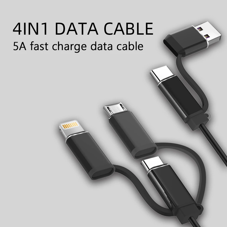 Кабель USB Type-C, Micro USB мобильный телефон, 5 шт., 5 А, 4 в 1, для iPhone 7, XR, XS, 11Pro, Huawei, кабель для быстрой зарядки и передачи данных от AliExpress RU&CIS NEW