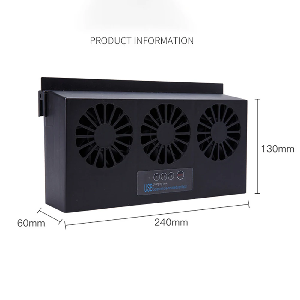

New Solar/USB Dual Charging Vehicle Cooling Tool Car Exhaust Fan Vehicle Air Circulation Smoke Exhaust Fan Car Ventilation Fan