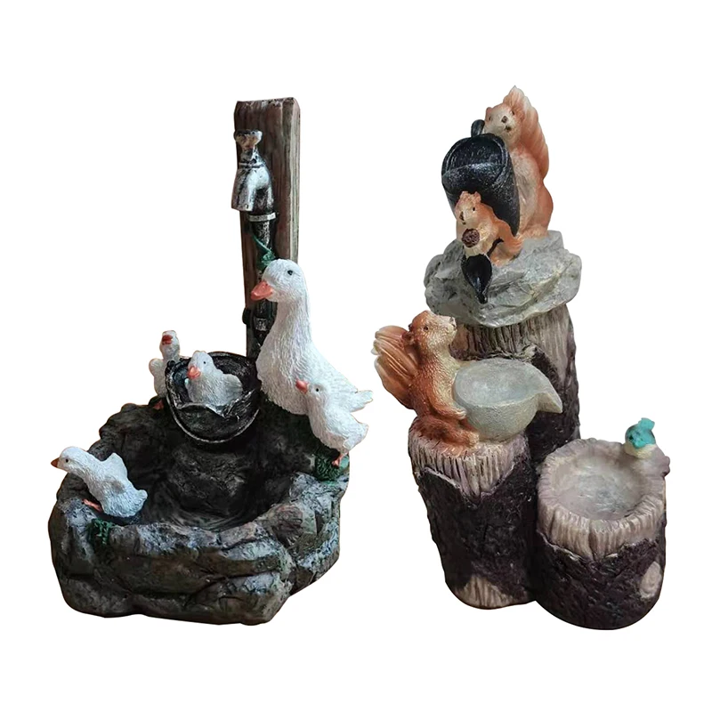 

1PCS Zoo Statues-duck Pressure Water Statues, Squirrel Family Statues, Outdoor Fountains, Yard Decorations, Outdoor Statues