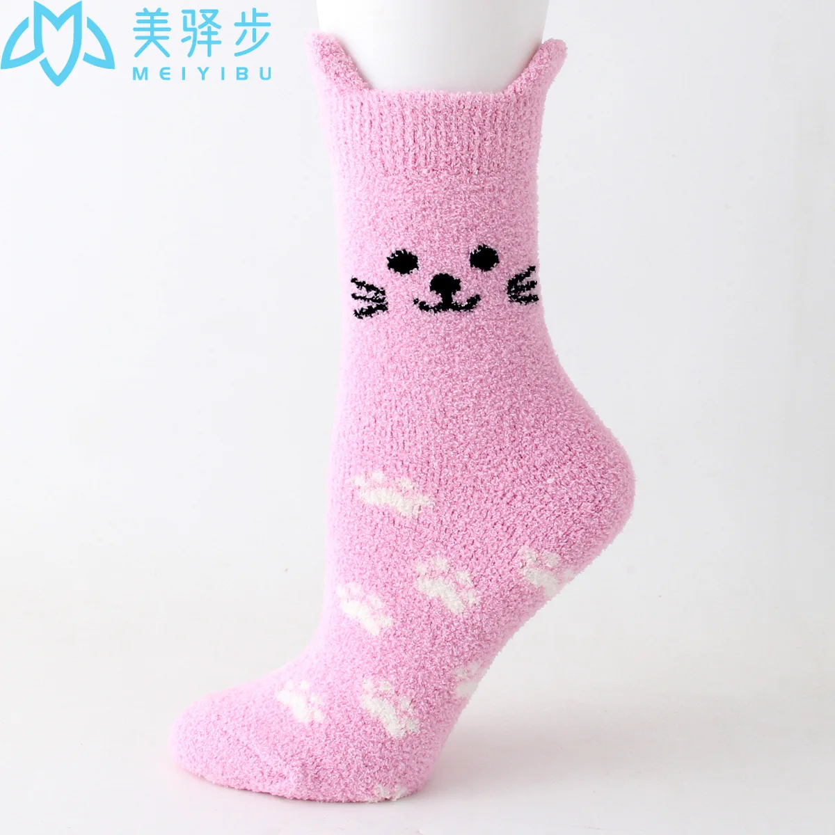 12 Pcs Per Set Winter New Cat Coral Velvet Socks Japanese Cartoon Cute Thick Warm Socks for Girl