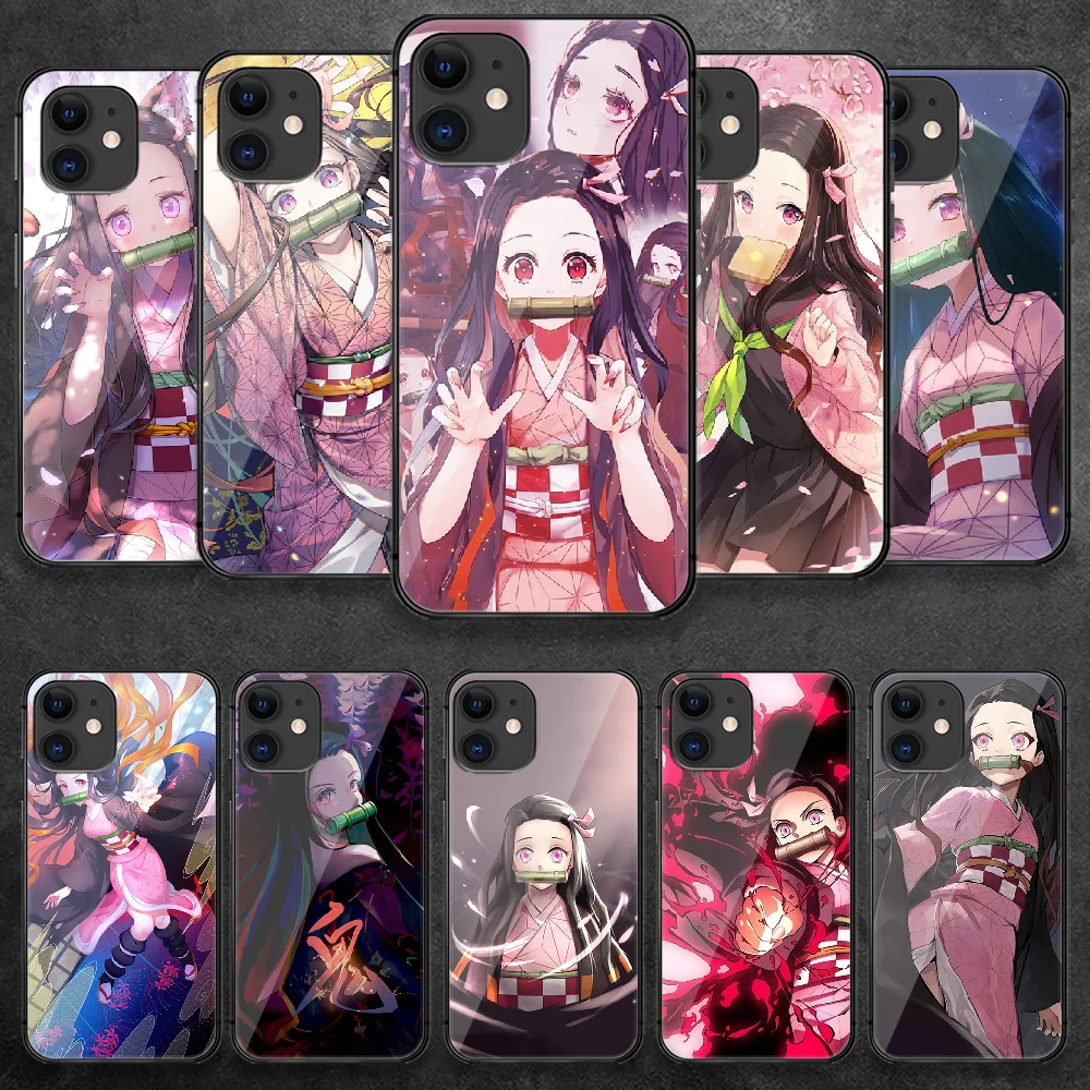 

Demon Slayer Nezuko Kamado Tempered Glass Phone Case Cover For IPhone 5 5S 6 6S 7 Plus X Xs Xr Se 2020 11 12 Pro Max Mini Cell