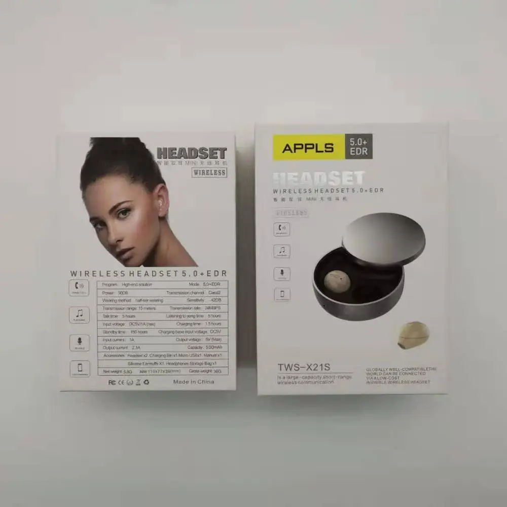 MRSVI мини X20 Беспроводной Bluetooth наушники с зарядный чехол стерео наушники спортивные Гарнитура для смартфонов - Цвет: X21S Nude