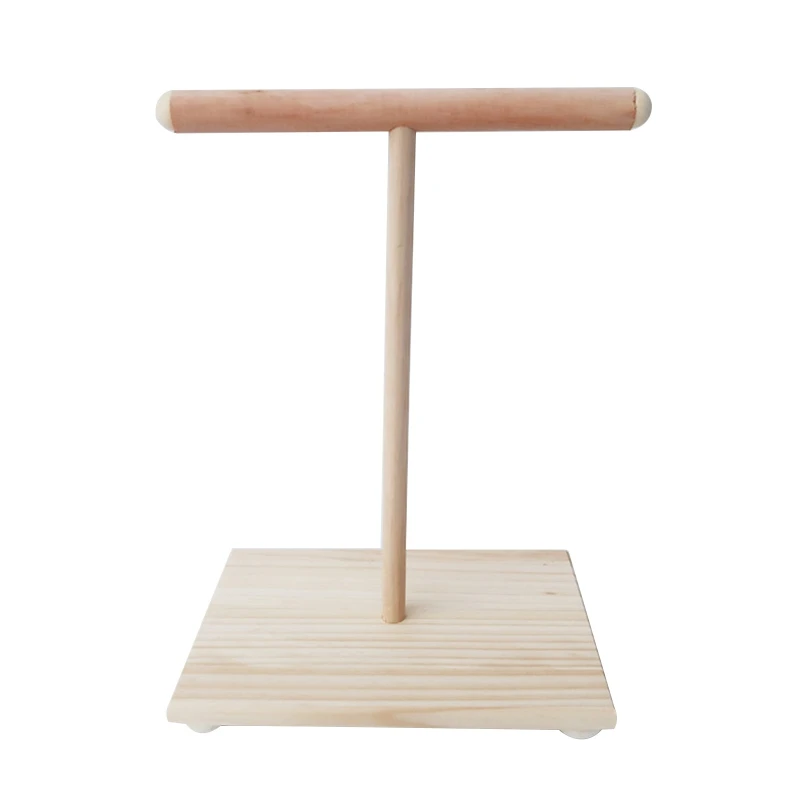 

Wooden Parrot Perch T Stand Bird Training Paw Grinding Toys Pet Cockatiel Cage Nest Play Platform