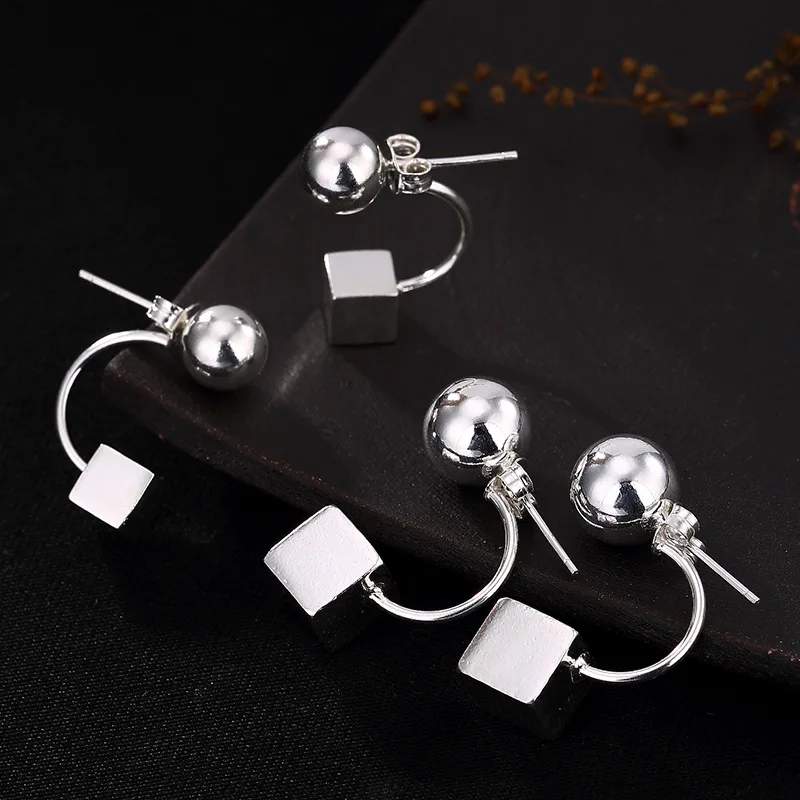 

Серьги-гвоздики женские из серебра 925 пробы, квадратные запонки пробы