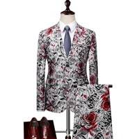 blazerpantsmens fashion printed 2 piece set casual suits plus size hip hop slim fit suit set men singer wedding costume