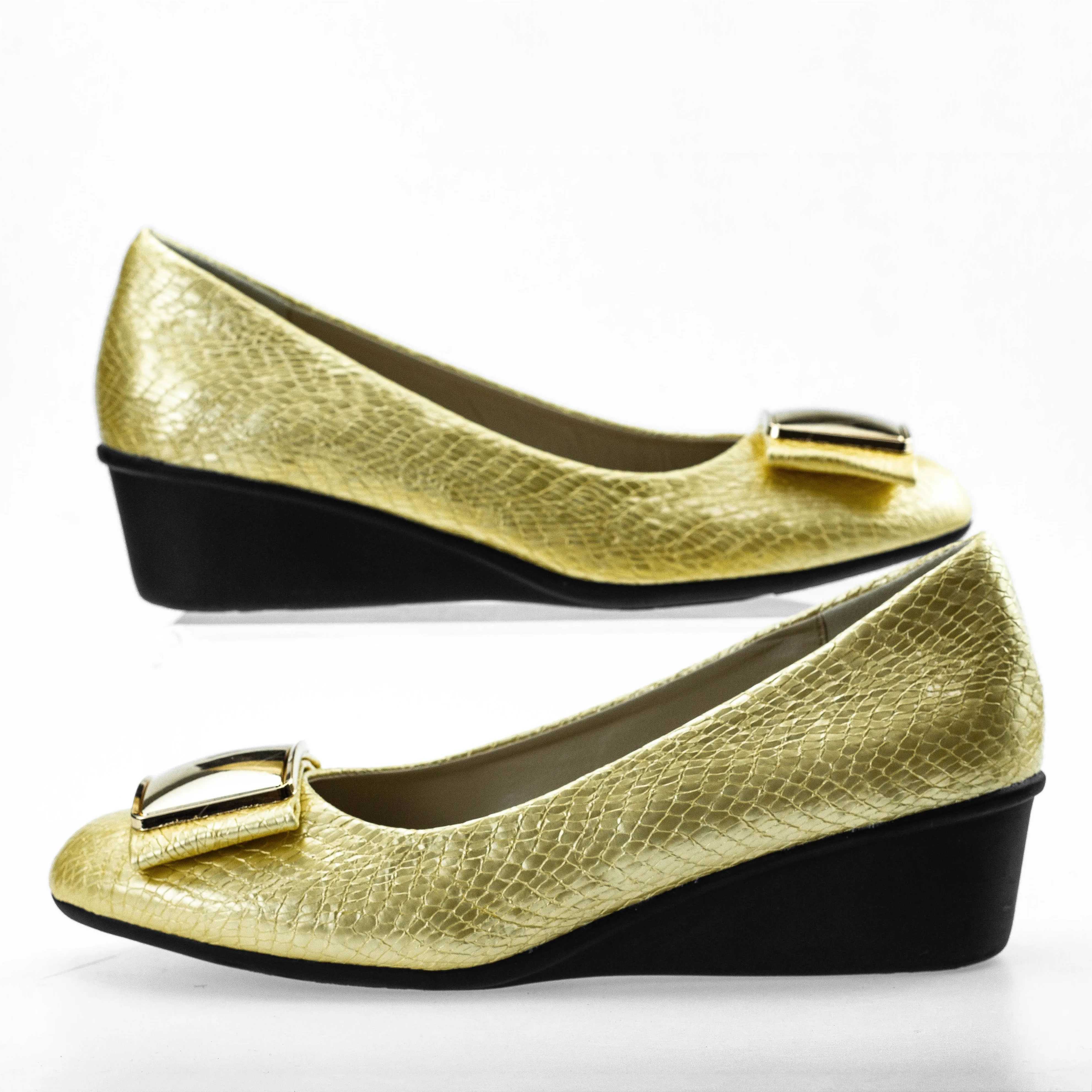 9087-2 Classic Silvery Women Shoes Square Buckle Ladies Ballet Shoes Sexy Slip on Loafers Female Footwear Woman Wedge Heels New