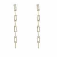 s925 silver stud rhinestone encrusted geometric chain tassel dongdaemun beautiful fashion earrings minimalist earrings