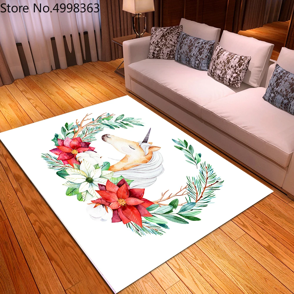 Unicorn Carpet Cartoon Polyester Area Rugs Animals Kids Bedroom Living Room Decor Floor Mats Entrance Doormats Anti Slip Mat | Дом и сад