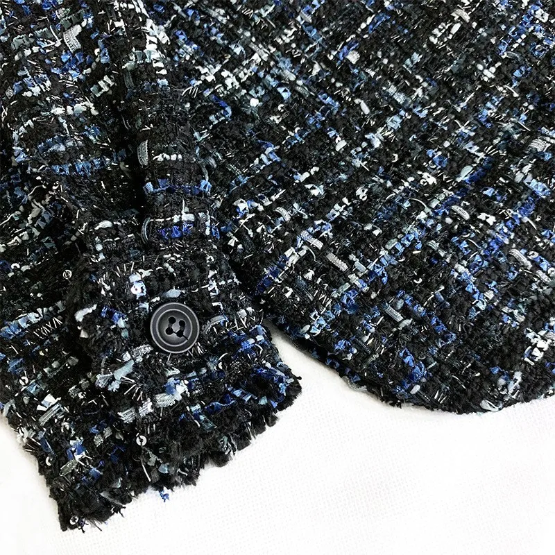 Женская твидовая куртка 2020 дизайнерская клетчатая Свободная элегантное пальто