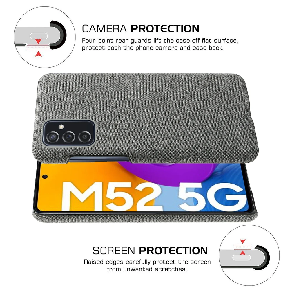 

Luxury Fabric Antiskid Phone Cover For Samsung Galaxy M52 5G Funda Cloth Case For Samsung Galaxy M52 5G 6.7" 2021 Capa Coque
