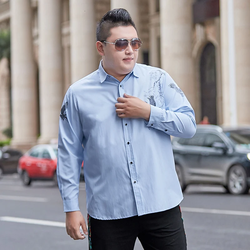 

2020 new winter men large size big shirts long sleeve 8XL 10XL autumn dress shirts wedding 9XL 12XL formal Stage shirt 150KG