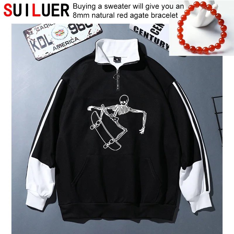 

Skull Women Men skateboard 100% Cotton Sweatshirts New Arrival Long Sleeve Hoodies Fashion Print Casual Sports Pullovers SL-7332