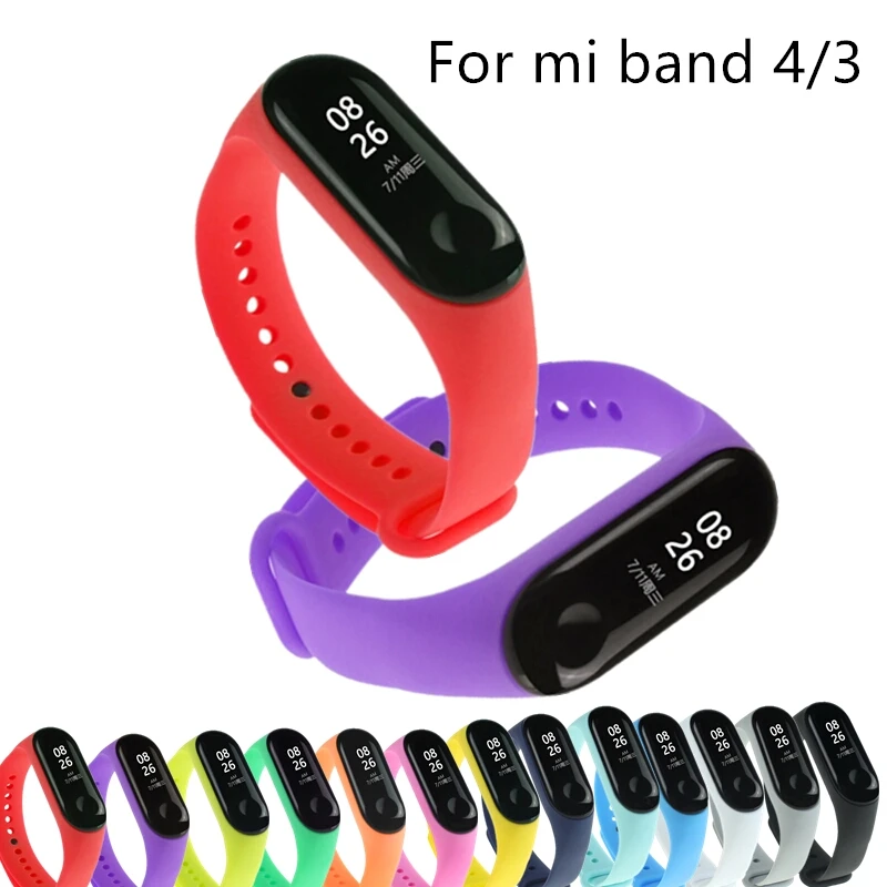 Ремешок силиконовый для Mi Band 3 4 спортивный браслет смарт часов Xiaomi mi band