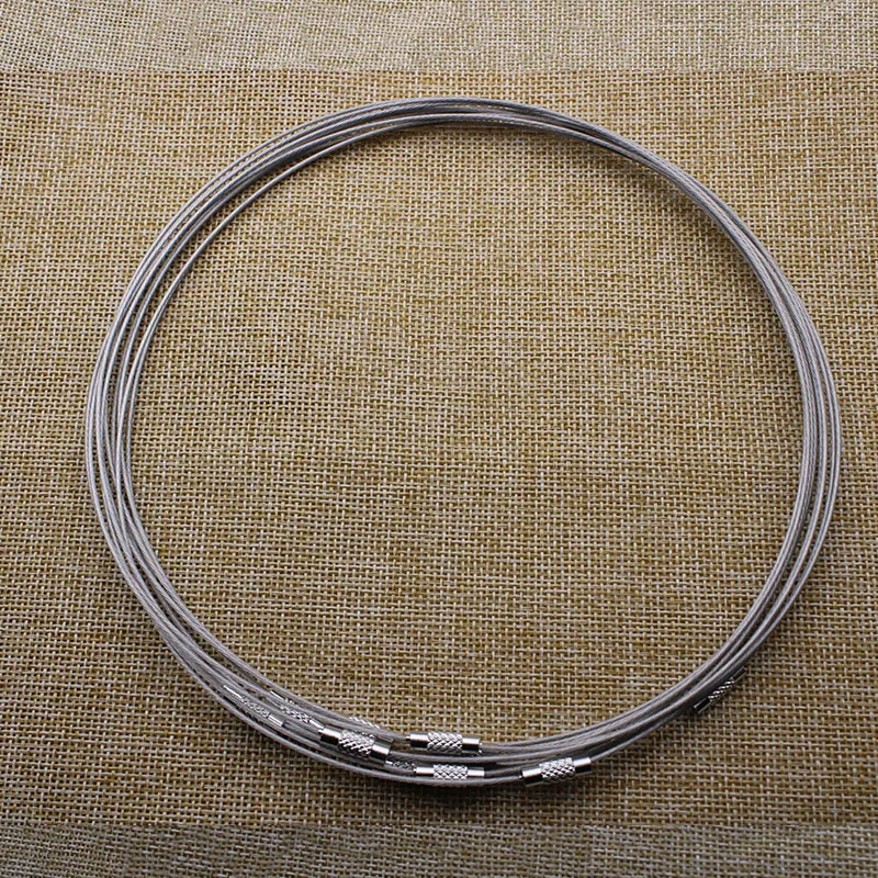 silver 10 шт. 1 мм проволока из нержавеющей стали, шнур, веревка, цепочка, колье, ожерелье для DIY ювелирных изделий, 18 дюймов, смешанные цвета Z952 - Цвет: silver