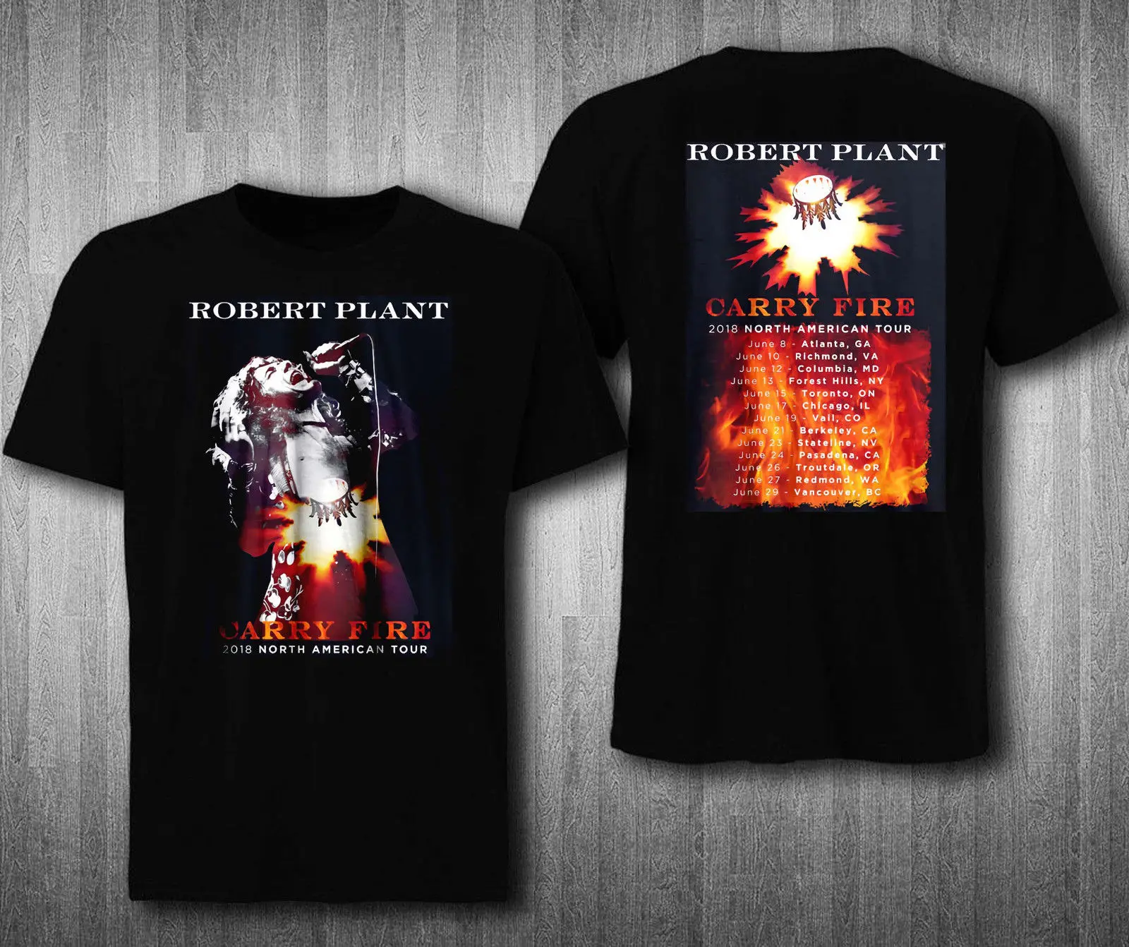 Robert Plant Tour 2018 футболка с расширенной датой принтом мужская одежда коротким