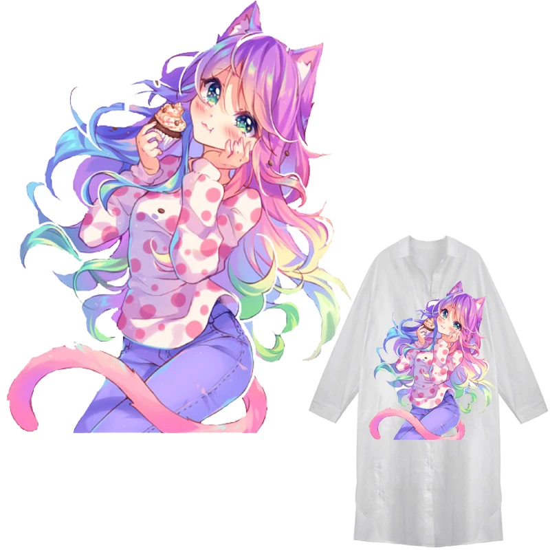 

Anime Cute Girl Patches Thermal Stickers on Clothes Iron-on Transfers for Clothing Thermoadhesive Patch Diy Applique for Dress