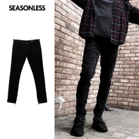 seasonless authentics male washed stretch jeans for men clothing classic zipper at inseam slim fit 5 pocket cotton jean