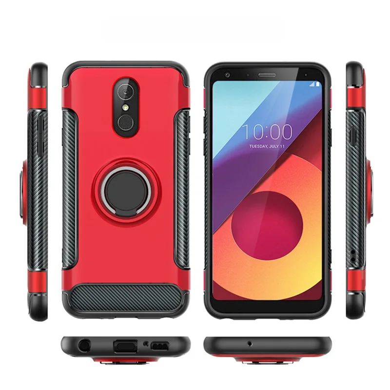 Q8 корпус для LG Q7 армированный чехол-накладка полная защита кольцо магнетизм держатель телефона задняя оболочка СПС LG Q8 Q 7 8 ThinQ Coque Funda