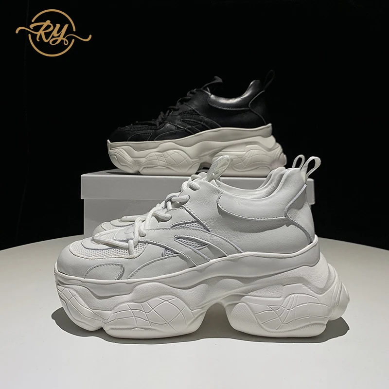 Кроссовки женские из натуральной кожи роскошная обувь весна RY-RELAA белые на