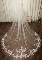 3 5 meters long 3m wide lace wedding veil one layer tulle bridal veil with comb wedding accessories veu de noiva white ivory