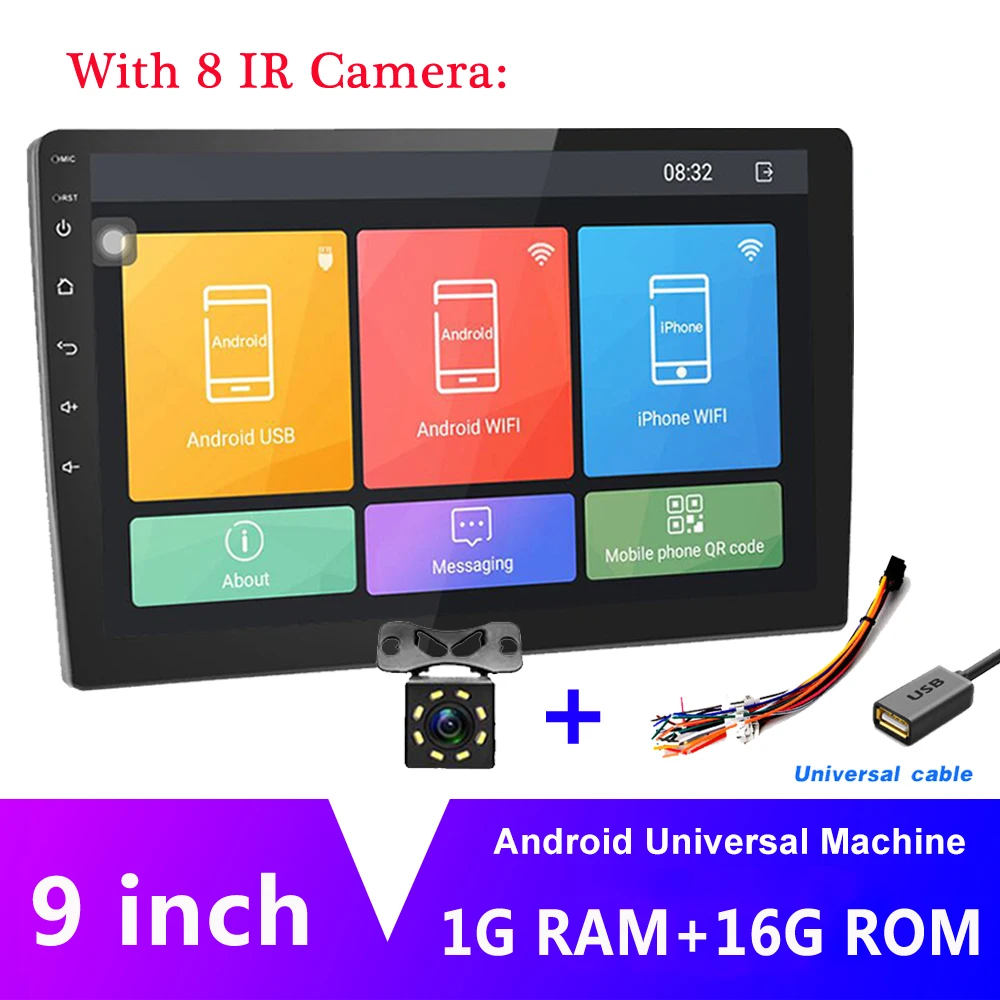 1G 16G 8IR Light AMPrime " Android автомобильный Радио 2 Din мультимедийный плеер gps навигация авто стерео wifi Bluetooth видео плеер с камерой заднего вида - Цвет: 1G 16G 8IR Light