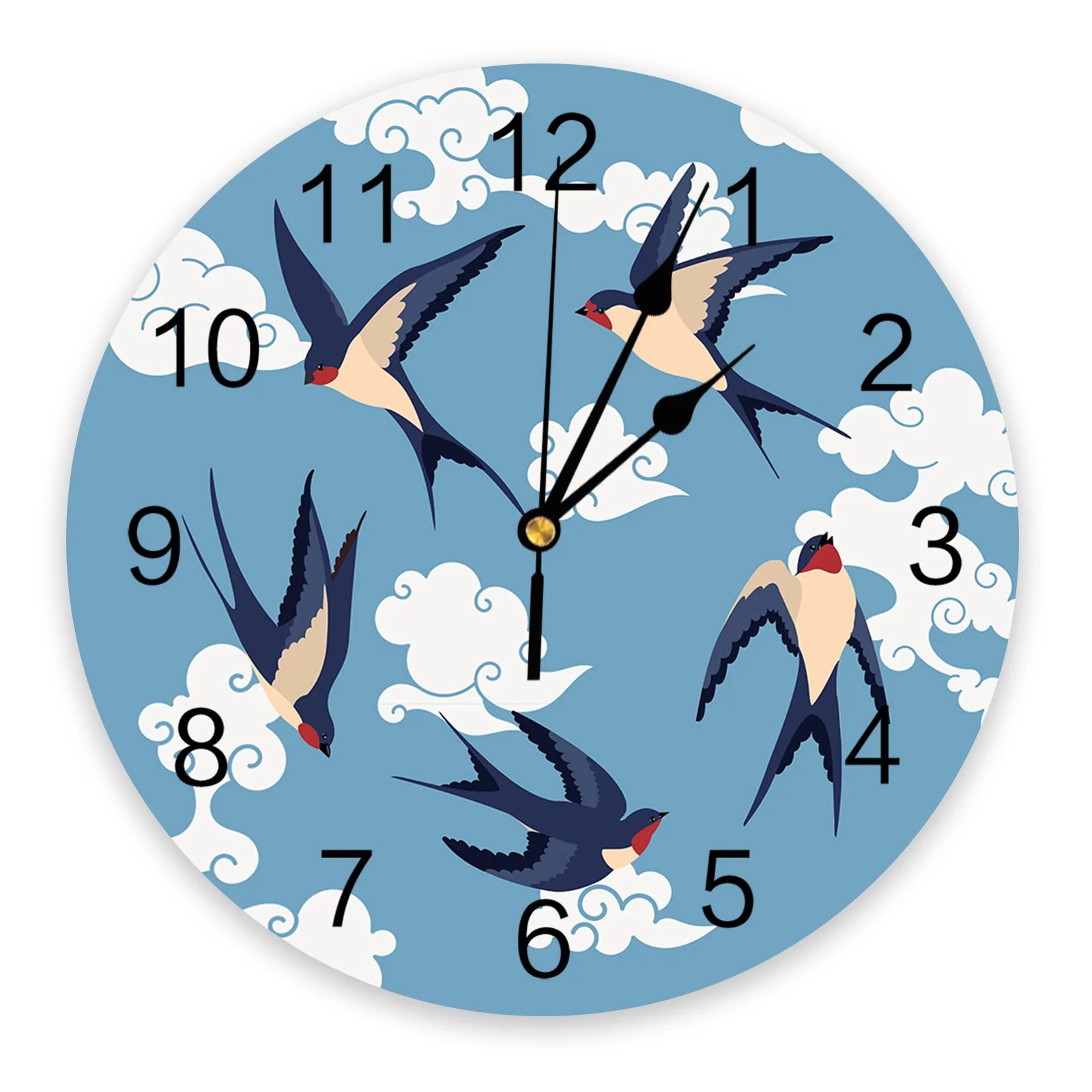 

Chinese Style Auspicious Clouds Swallow Wall Clock Bedroom Silent Wall Digital Clock Living Room Decor Wall Clock Modern Design