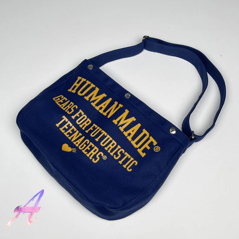 

Men's Women's Human Made Backpack High Quality Press Buckle Letter Printing Vintage Messenger Bag Human Made Fashion Couple Bag