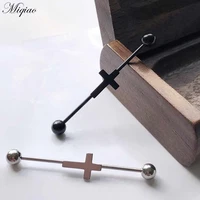 miqiao 2pcs hot selling creative double ball cross straight bar earrings body piercing jewelry