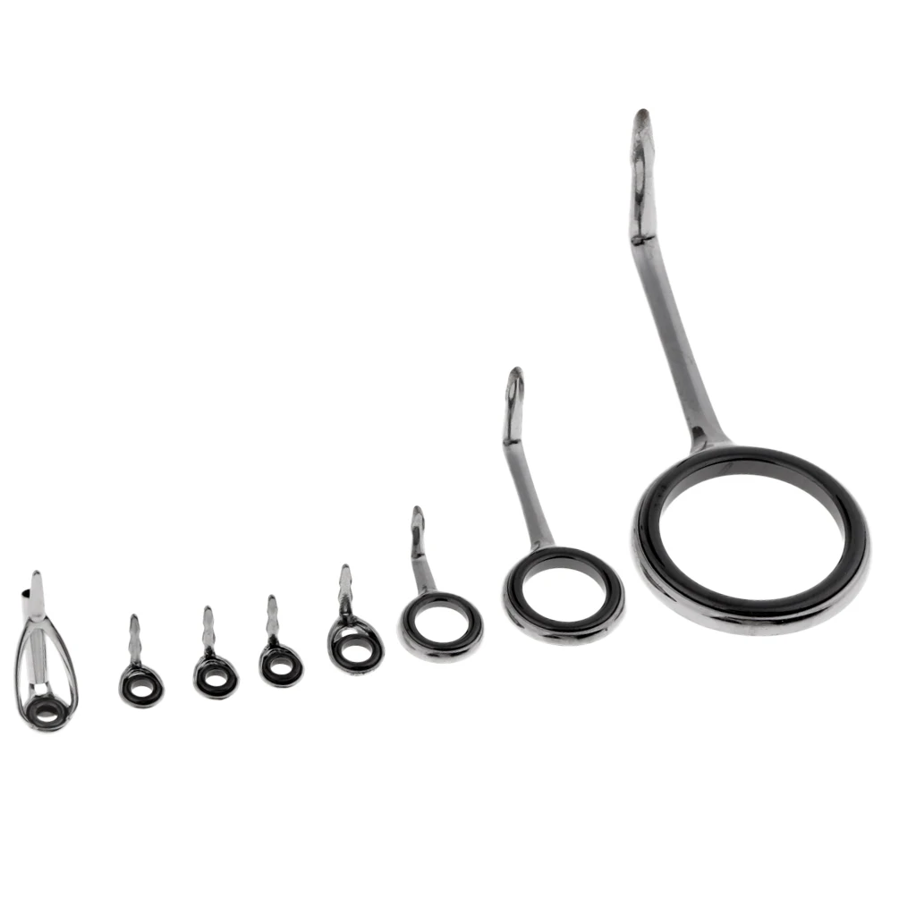 

8pcs Fishing Rod Eyes SIC Ring Spinning Rod Guides Line Rings Tip Tops Repair Kit Fishing Accessories Dropshipping