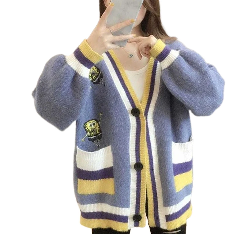 

Женский трикотажный свитер-пальто с длинным рукавом, в стиле оверсайз