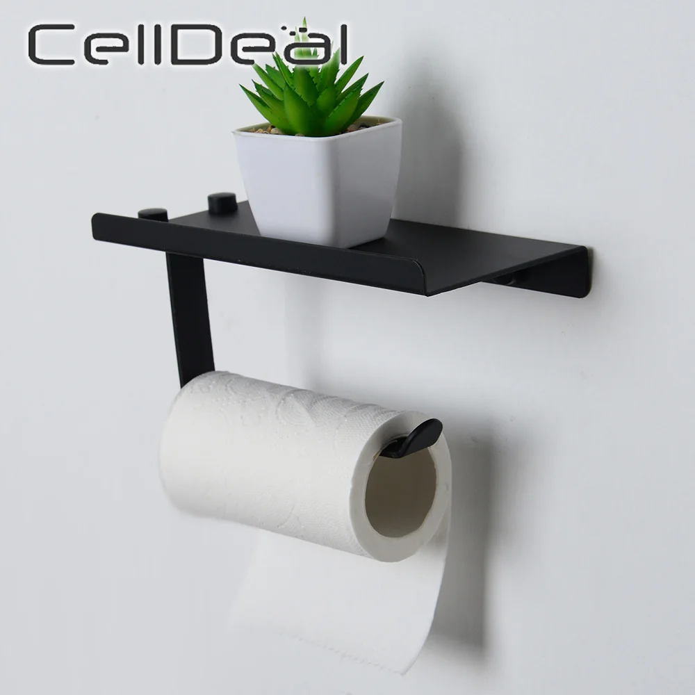 

Wall Mounted Toilet Tissue Holder Aluminum Bathroom Toilet Paper Holder Punching Space Roll Tissue Rack Lavatory Tissue Hanging
