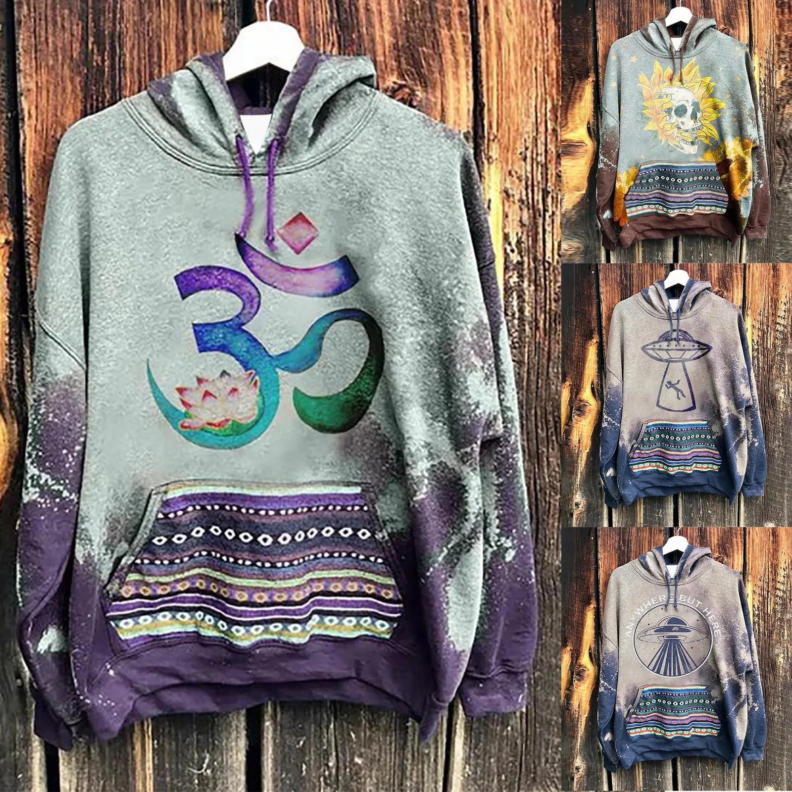 

Женские толстовки и свитшоты с длинным рукавом, Повседневный пуловер с принтом и кулиской, толстовки с капюшоном, уличная одежда в стиле Хар...