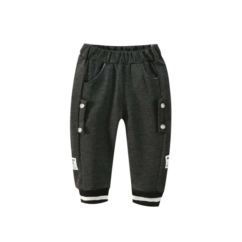 

Новые стильные повседневные хлопковые брюки для мальчиков и девочек на весну и осень темно-серые брюки на шнуровке с четырьмя пряжками и эл...