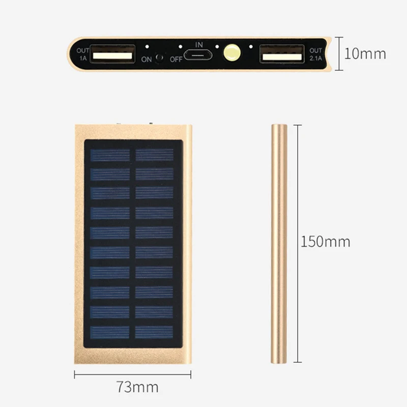 20000mah Солнечная банка мощности внешняя батарея Зарядка Dual USB Power Bank портативный