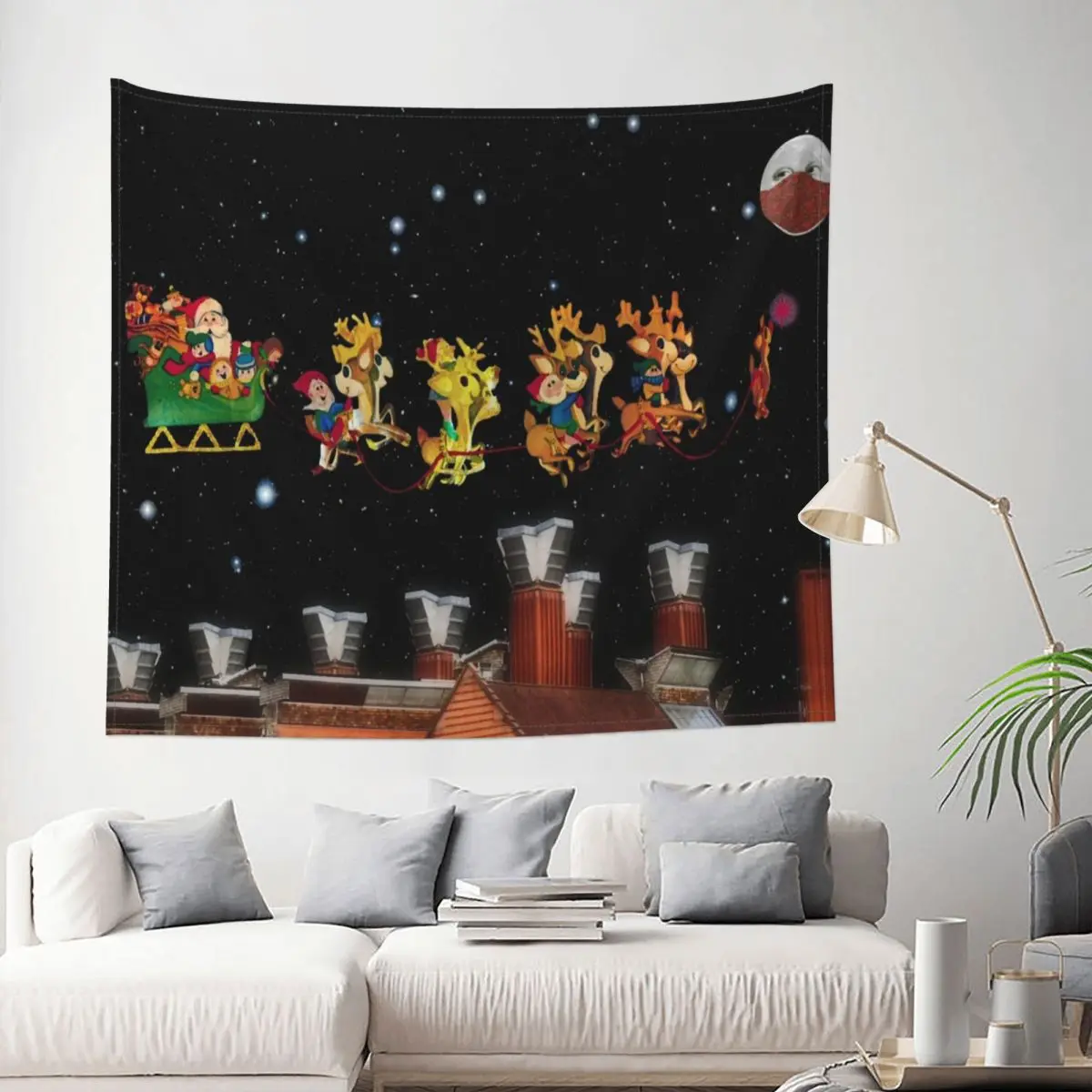 

Lead On Rudolph Tapestry Christmas Santa Noel Decoration Wall Room Home Decor Hanging Living room Kawaii Aesthetic Fashion