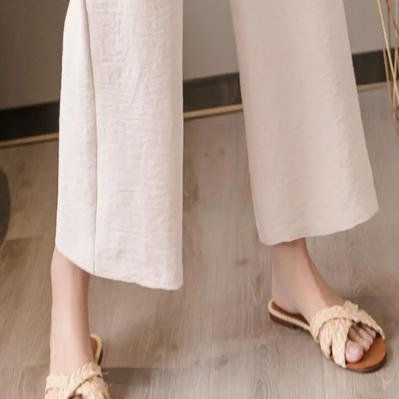 Женские широкие брюки-Капри с эластичным поясом Свободные повседневные брюки