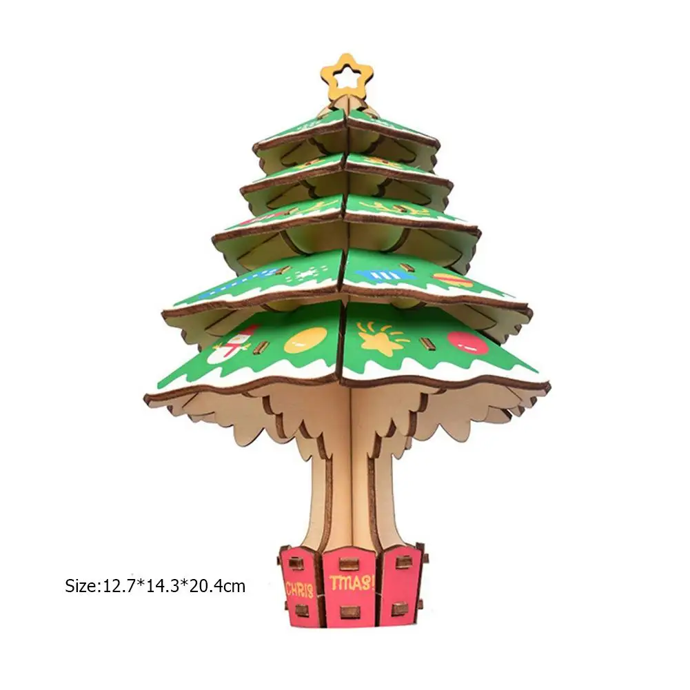 

Hot Sale Christmas Wood Puzzle Kit Multi-function Children Christmas Tree DIY Wooden Educational Toys DIY Kit Home Decorations