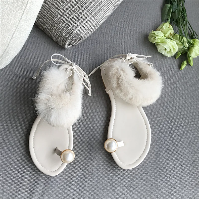 Милые женские мокасины с бусинами Сезон лето 2020 Модные сандалии на низком