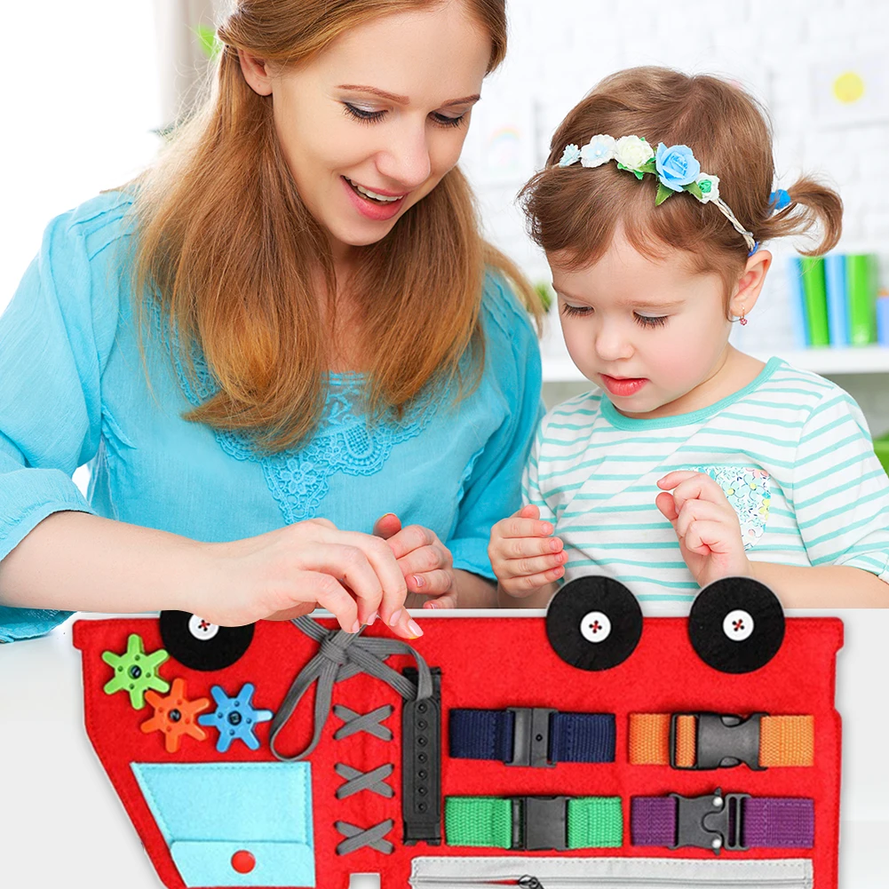 

Toddlers Busy Board Montessori Felt Bag Designed Enlighten Activity Toy Set Montessori Activity Board Materials