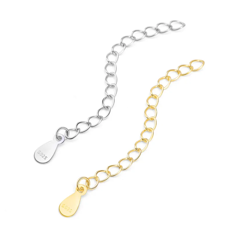 2pcs 925 Sterling Silver 50mm Extended Extension Tail Chain Clasps Connector For DIY Jewelry Making Findings Bracelet Necklace