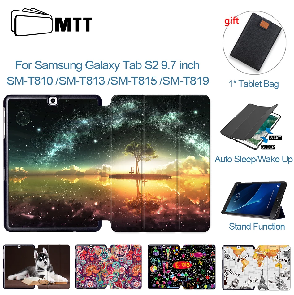 Чехол MTT из искусственной кожи для Samsung Galaxy Tab S2 9 7 дюйма Складывающийся втрое