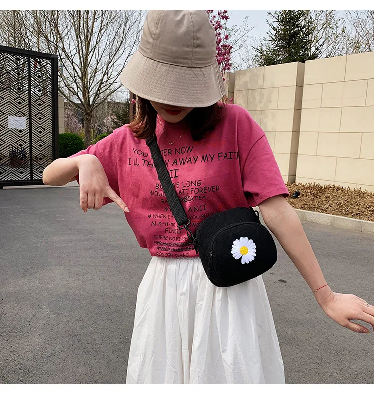 Женская Холщовая Сумка через плечо с вышивкой хризантемы многофункциональная