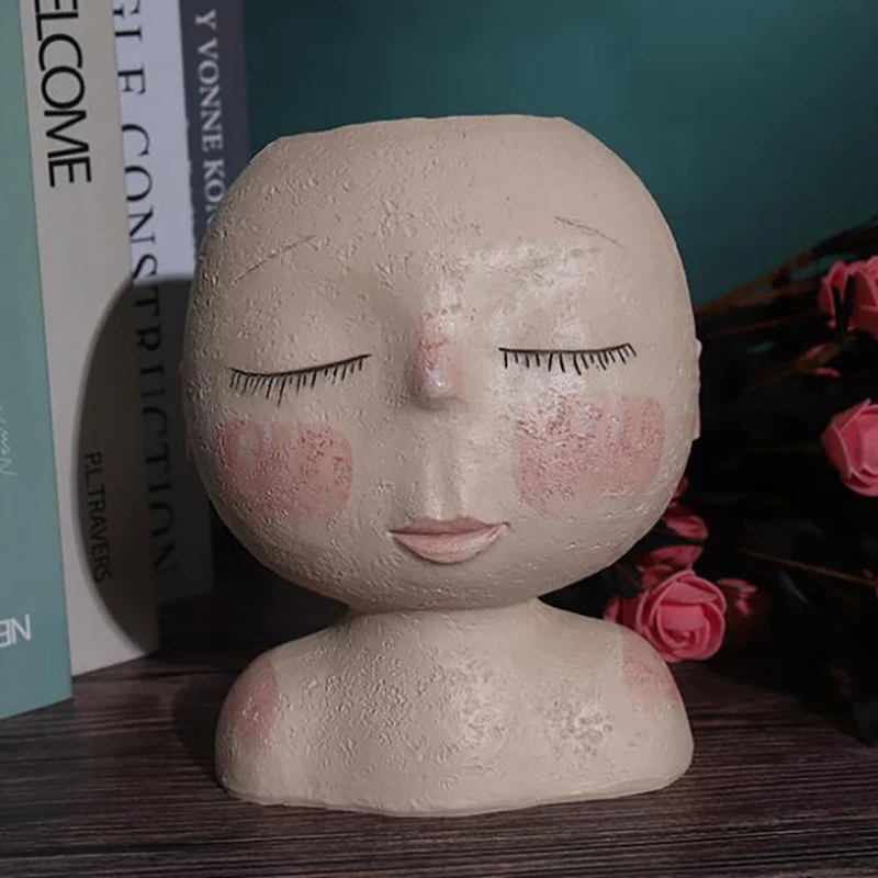 

INS Nordic Style Resin Portrait Flower Pot Art Vase Home Decor Head Shape Vases Human Face Modern Home Decoration Accessories