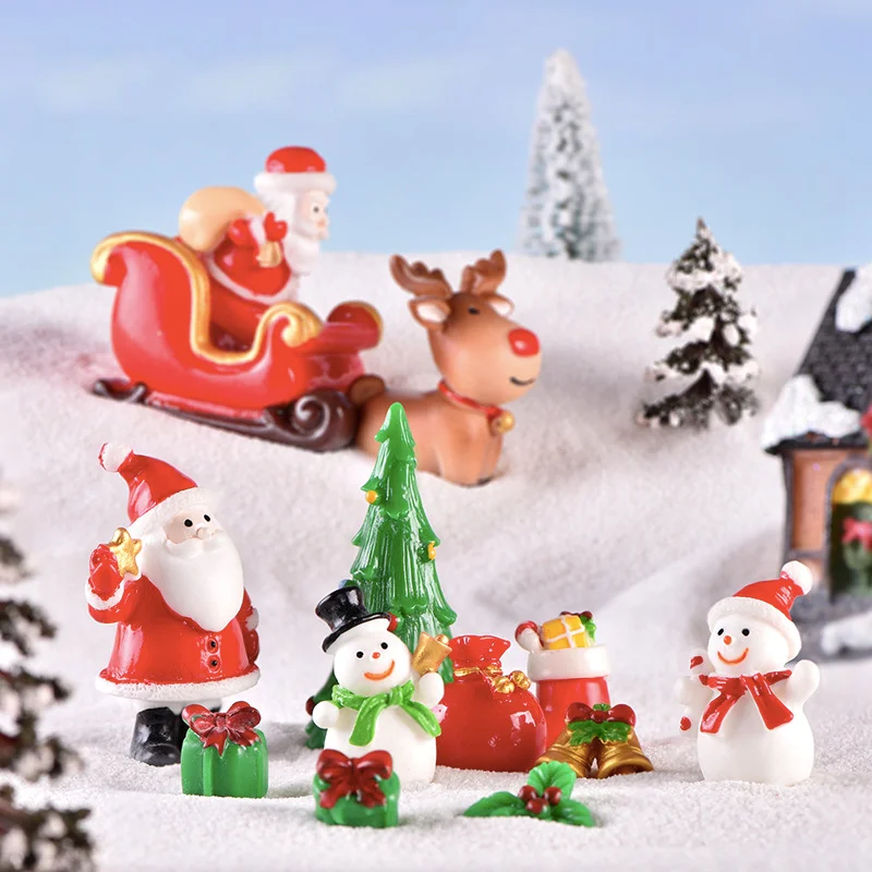 

Рождественские миниатюрные украшения в виде Санта Клауса, снеговика, микро-Ландшафтные украшения, колочик для елки, полимерные украшения, а...