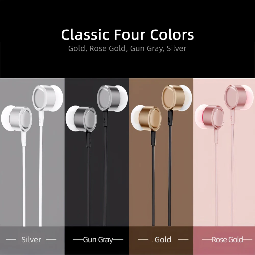 Heavy Bass Wired Earphone Mic In Ear Mobile Phone Surround Sound Quality 3.5MM Jack Music Metal Headsets For Sumsung S10 S9 Plus |