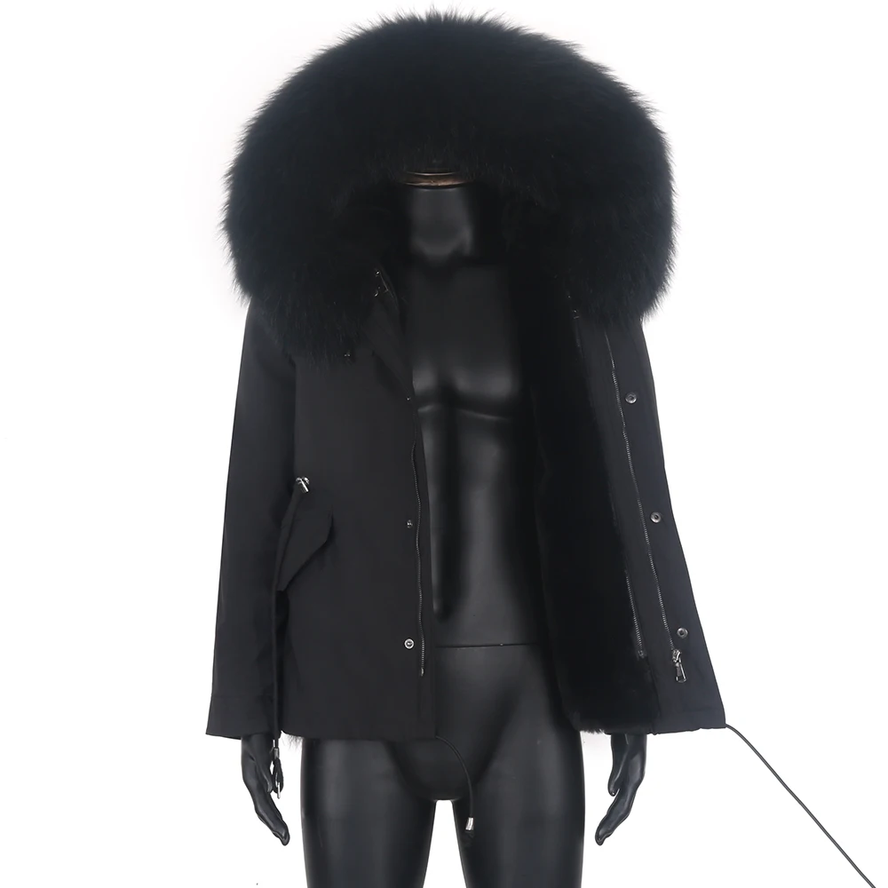 

2021 Men Waterproof Short Parka Winter Jacket Natural Fox Fur Coat Warm Thick 7xl Real Fur Coat Outerwear Streetwear