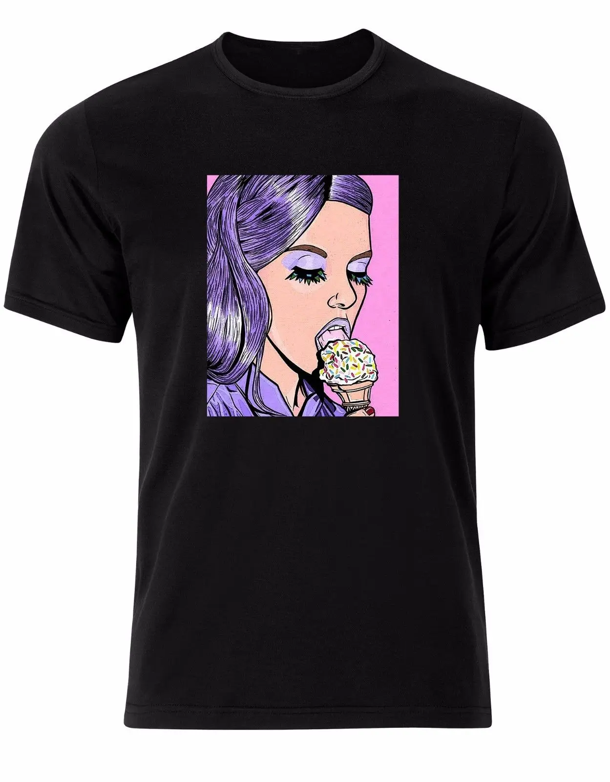 

Girl Licking Vanilla Ice Cream Pop Art Retro Vinatge Mens Tshirt Tee Top Al50 Tee Shirt Homme Tshirt Men Funny Design Tops