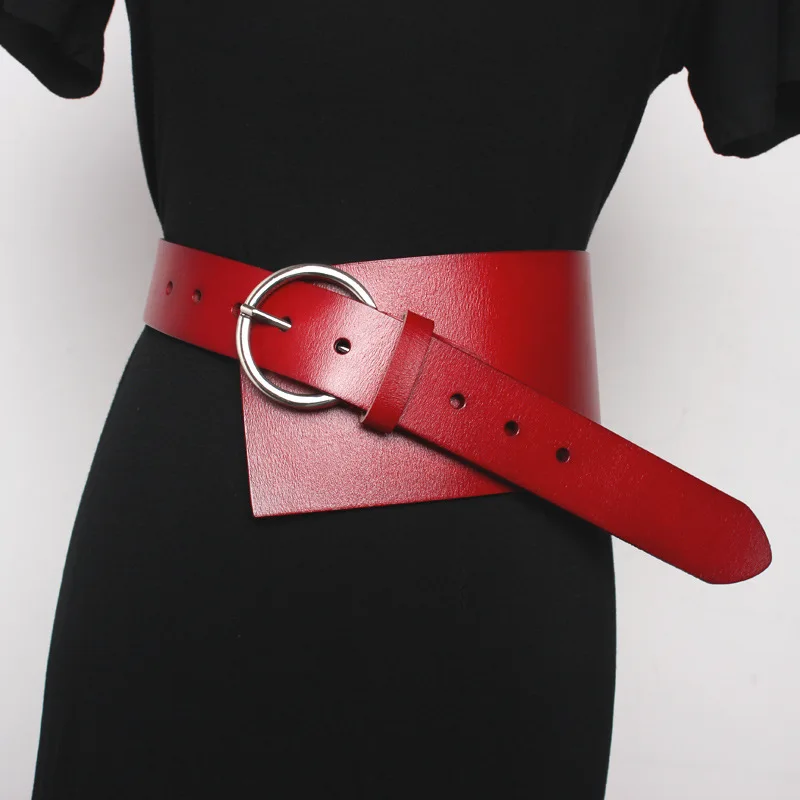 

Belt 2020 Trendy Women's wide leather diagonal wide waist closure with skirt fashion wide belt Waistband Belt Dress Accessories