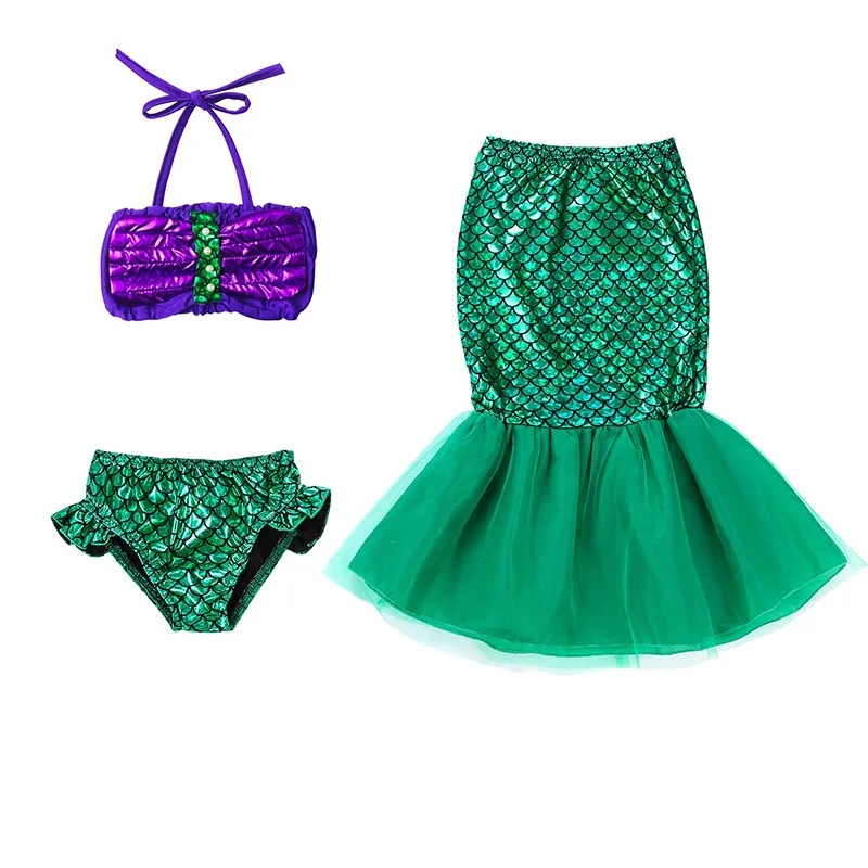 Костюм Русалочки с хвостом комплект из 3 предметов детское платье для купания